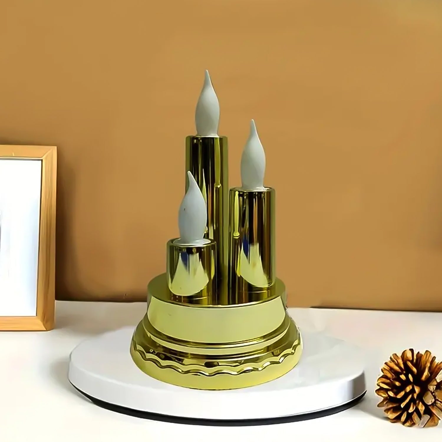 LED Flameless Candle Lamp with Triple Candle Design (1 Pc) LED Flameless Candle Lamp with Triple Candle Design (1 Pc)